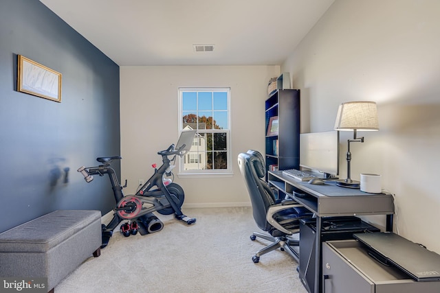 office space featuring light colored carpet