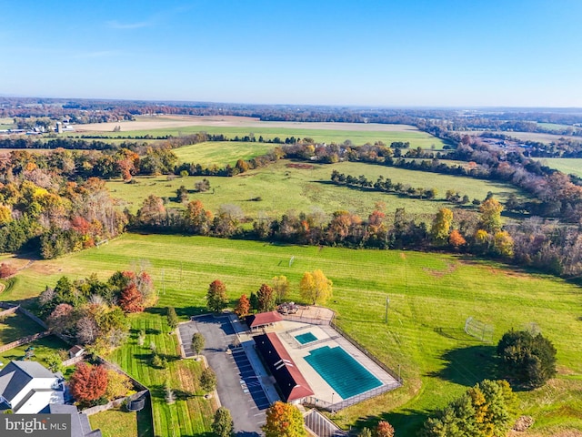 drone / aerial view with a rural view