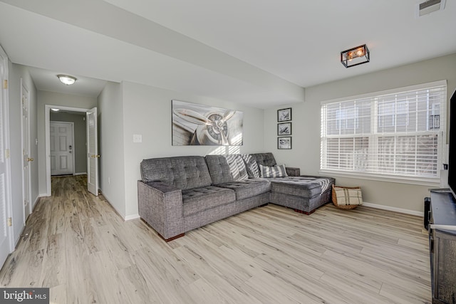 living room featuring light hardwood / wood-style floors