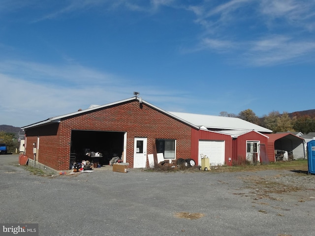 exterior space with a garage