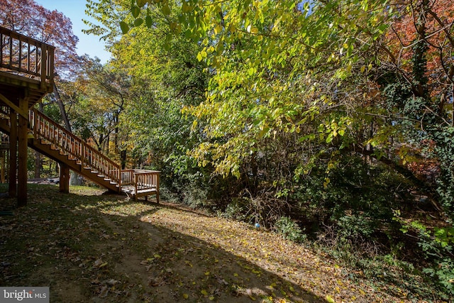 view of yard with a deck