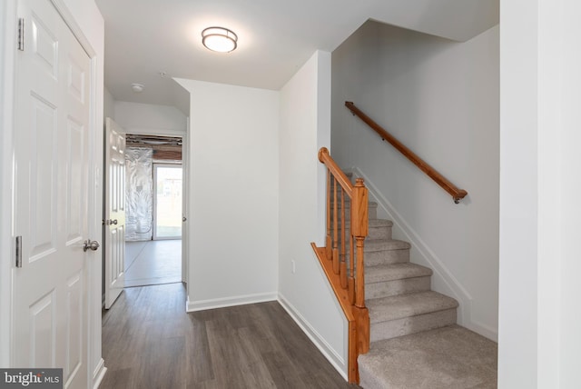 stairs with wood-type flooring