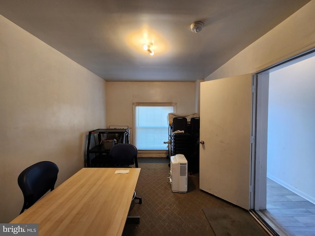 office space featuring dark hardwood / wood-style flooring