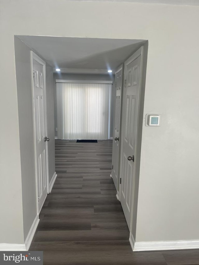 hall featuring dark hardwood / wood-style floors