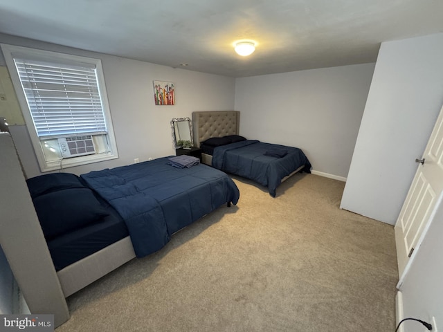 carpeted bedroom with cooling unit