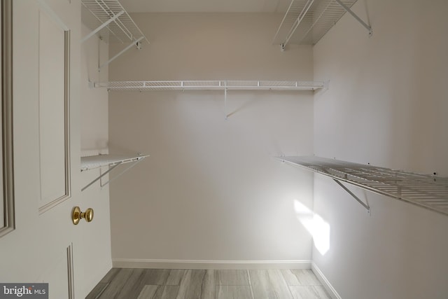 walk in closet featuring hardwood / wood-style floors