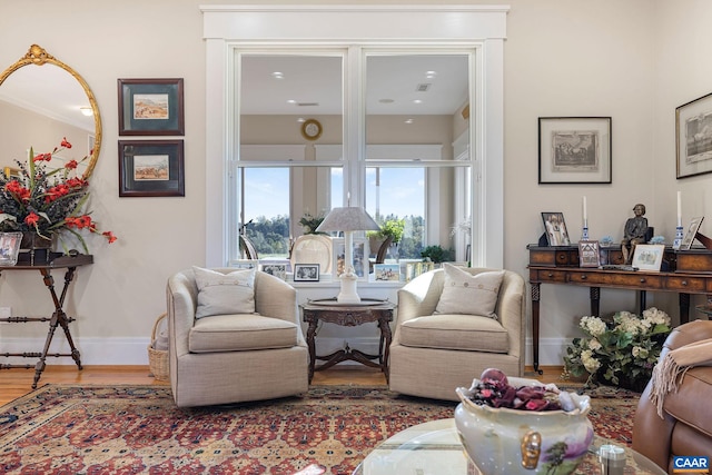 living room with hardwood / wood-style floors