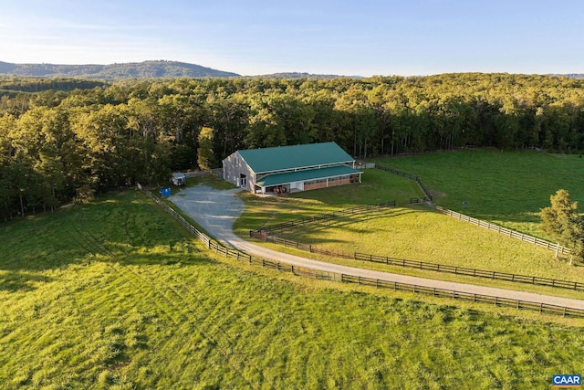 aerial view with a rural view