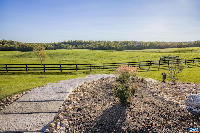 view of yard with a rural view