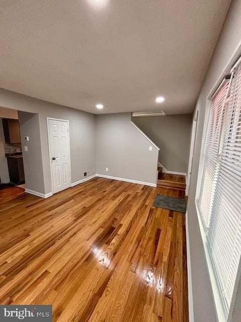 interior space with light hardwood / wood-style flooring