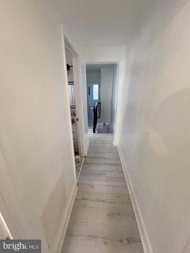 corridor featuring light hardwood / wood-style flooring