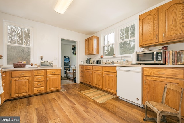 kitchen with sink, light wood-type flooring, and dishwasher