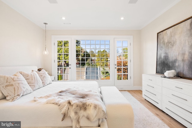 bedroom featuring light hardwood / wood-style flooring