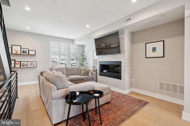 living room featuring light hardwood / wood-style flooring