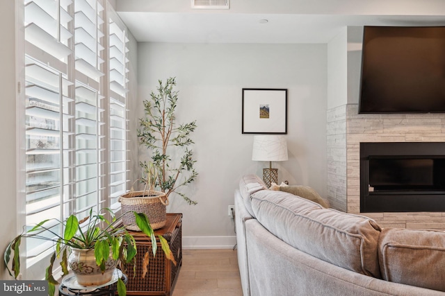 living room featuring light hardwood / wood-style flooring