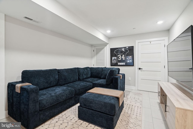 view of tiled living room