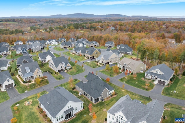 birds eye view of property featuring a mountain view