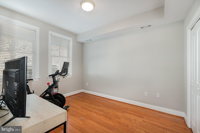 office space featuring light hardwood / wood-style flooring