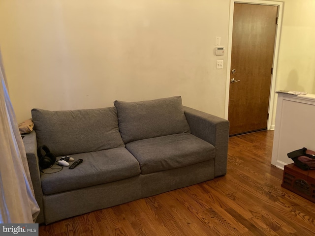 living room with hardwood / wood-style flooring