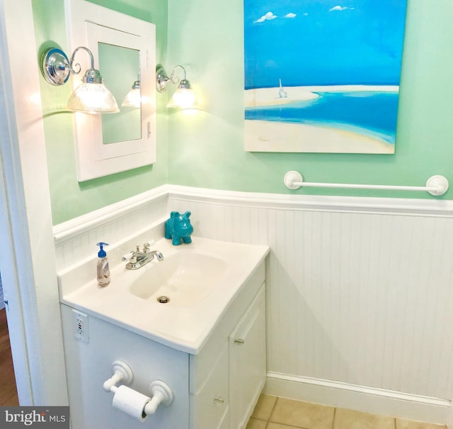 bathroom featuring vanity and tile patterned floors