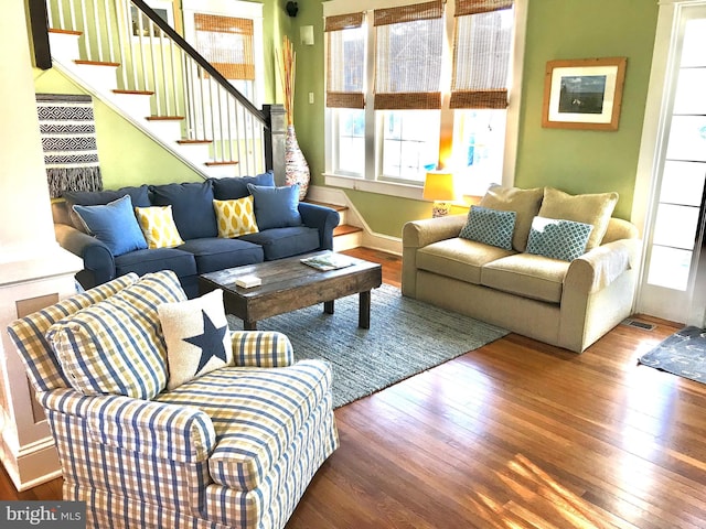 living room with wood-type flooring