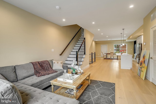 living room with light wood-type flooring