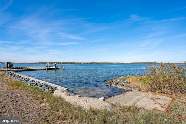 view of dock featuring a water view