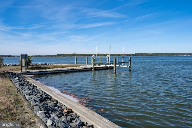 dock area featuring a water view and boat lift