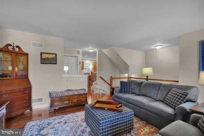 living room with wood-type flooring