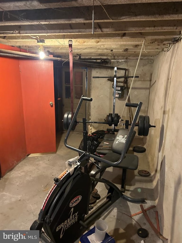 exercise room with concrete floors