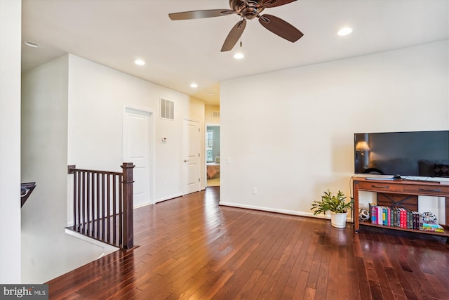 living room with dark wood-type flooring