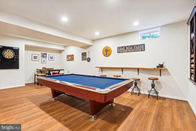 playroom featuring pool table and wood-type flooring