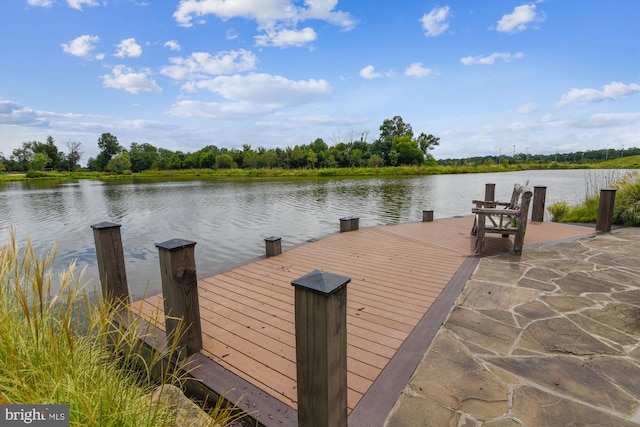 view of dock featuring a water view