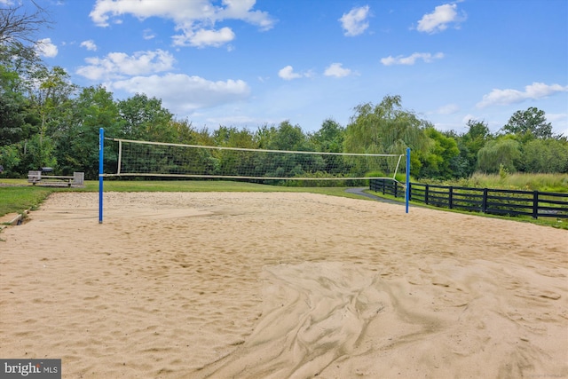 surrounding community featuring volleyball court