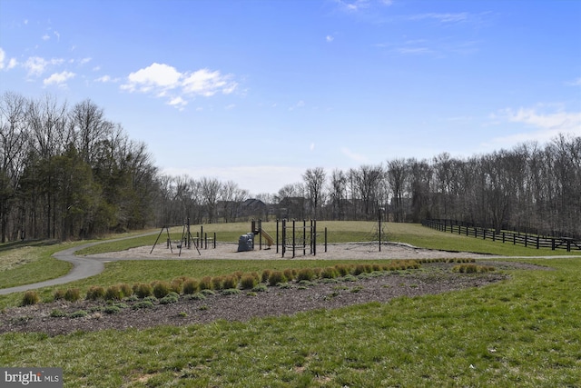 view of playground with a yard