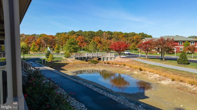 view of community featuring a water view