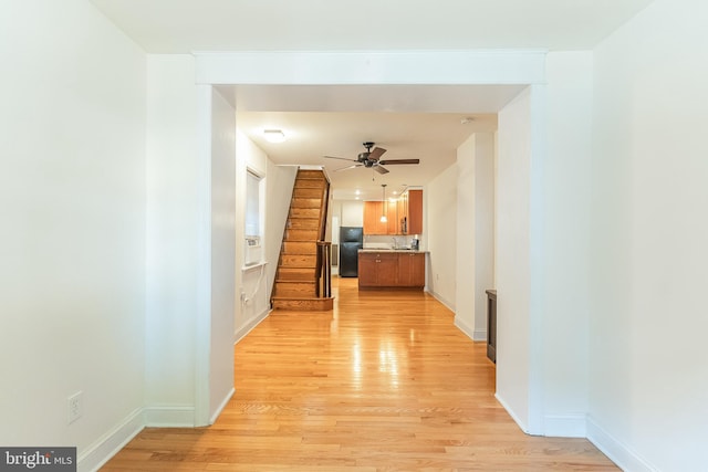 hall featuring light hardwood / wood-style floors