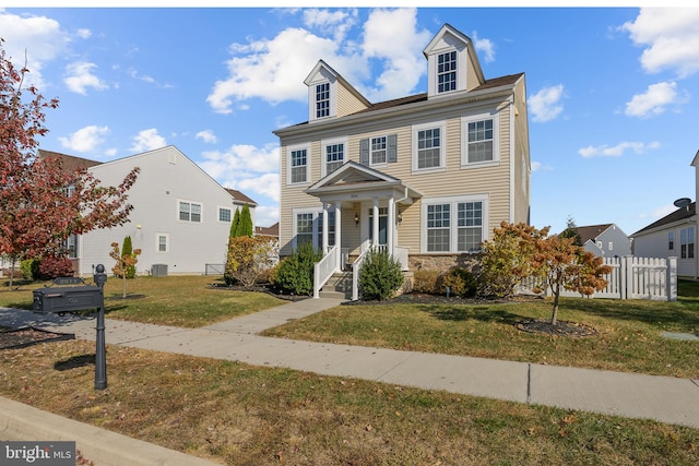 view of front of home featuring a porch and a front yard