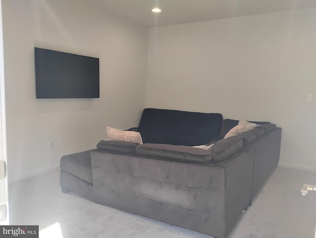 sitting room with light colored carpet