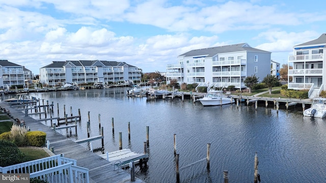 view of dock featuring a water view