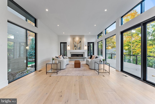 living room with light wood-type flooring