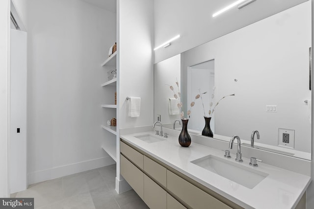 bathroom featuring vanity and tile patterned flooring