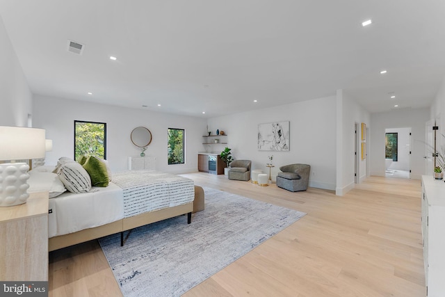 bedroom featuring light wood-type flooring