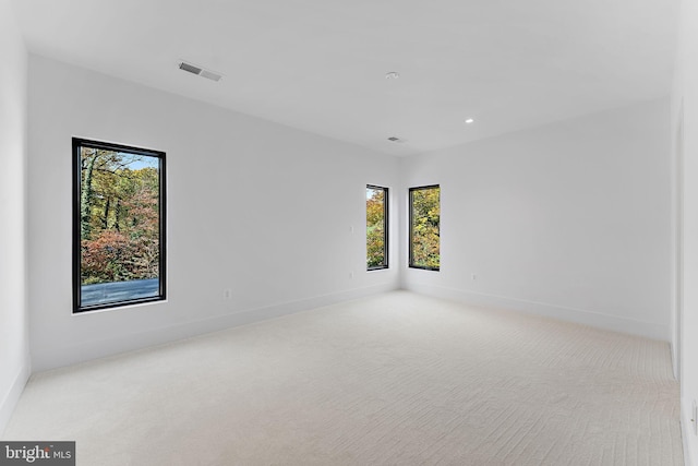 empty room with a wealth of natural light and light colored carpet