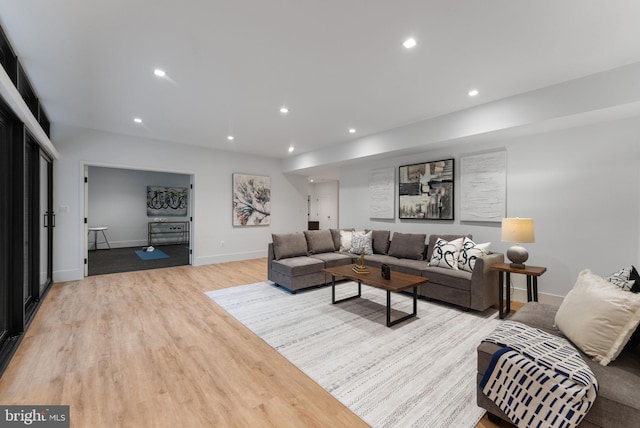 living room featuring light wood-type flooring