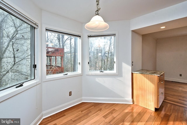 unfurnished dining area with hardwood / wood-style floors