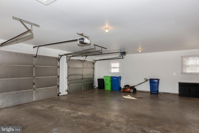 garage with a garage door opener