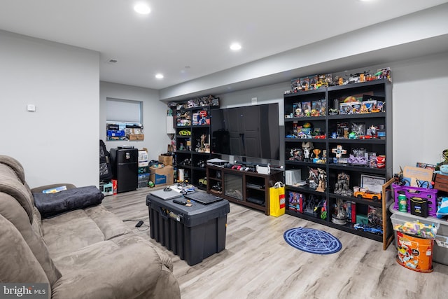 living room with light hardwood / wood-style floors