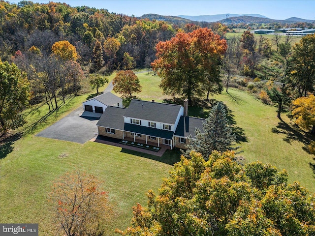 drone / aerial view with a mountain view