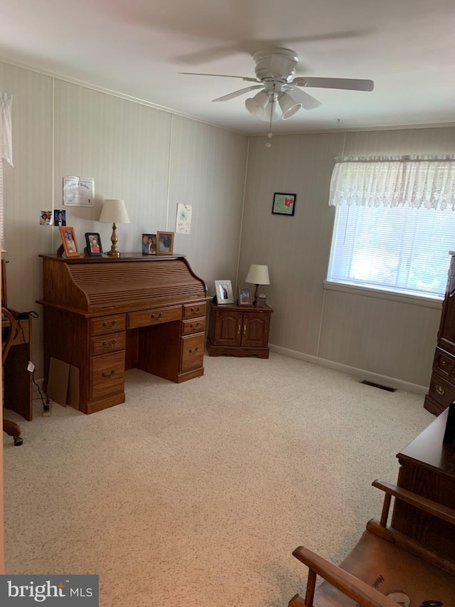 office featuring ceiling fan